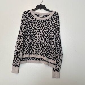 Yes LOLA Leopard  cheetah print cotton pull over tunic sweater small